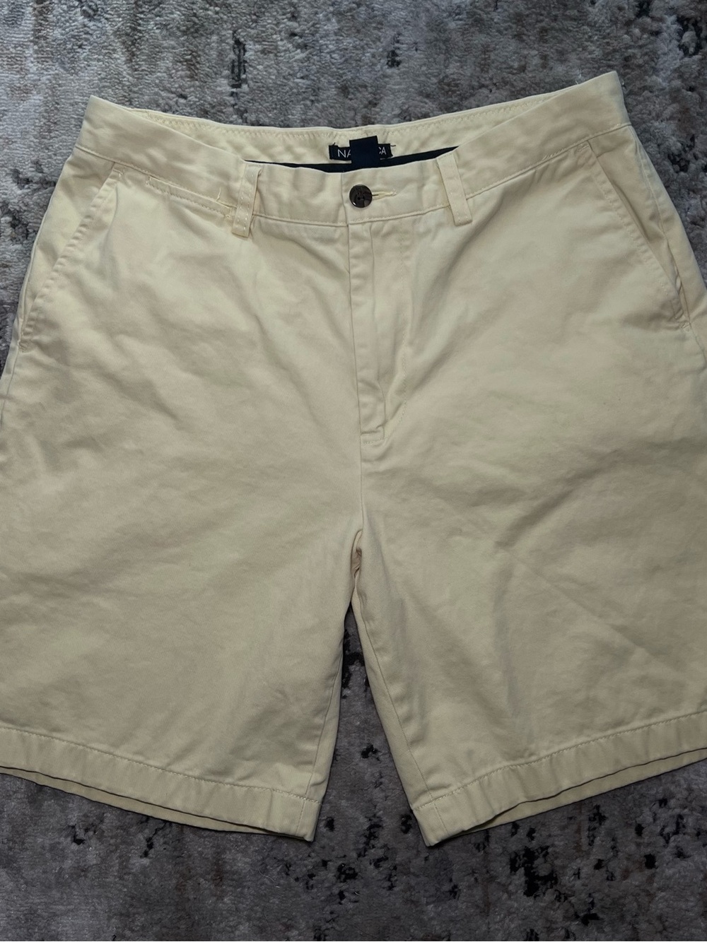 Nautica Men’s Light Cream Flat Front Chino Shorts